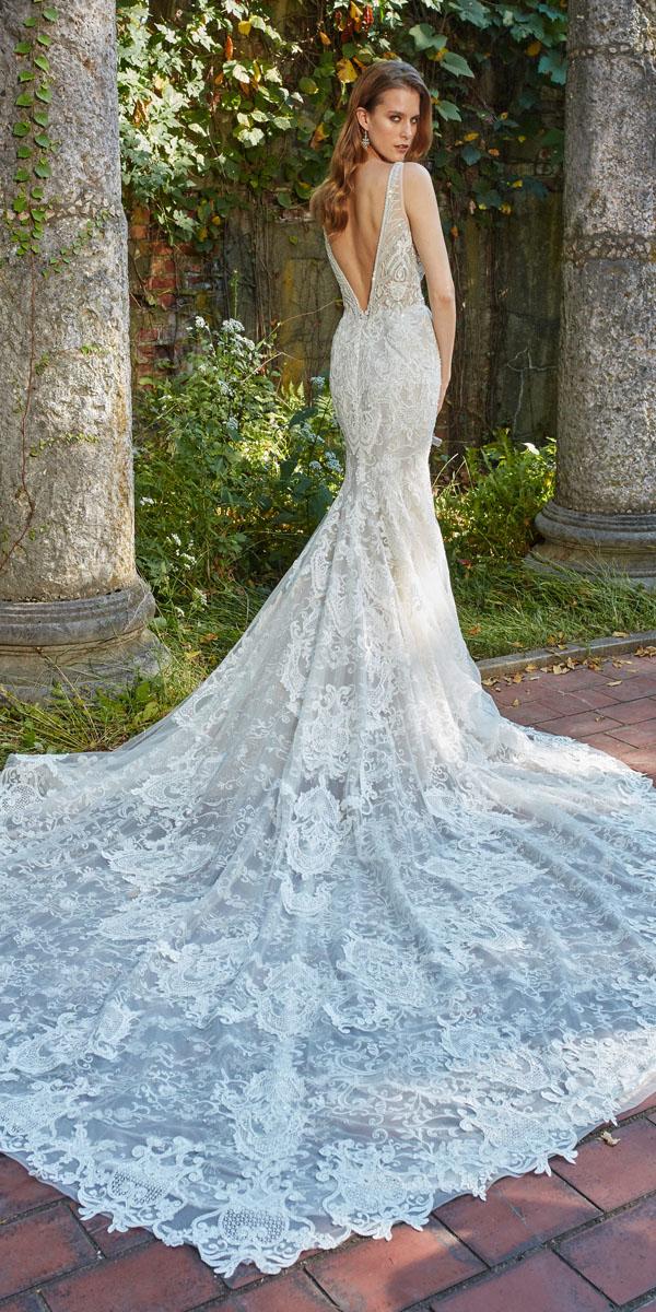 fit and flare v back vintage lace eve of milady wedding dresses