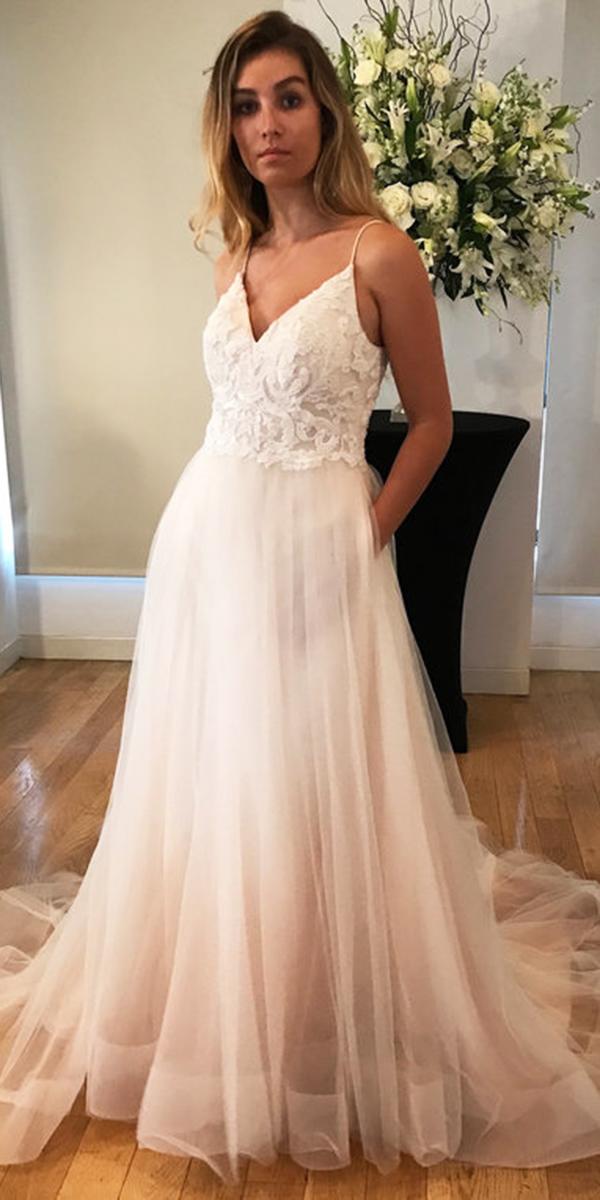 kelly faetanini wedding dresses ball gown with spaghetti straps lace top blush 2018
