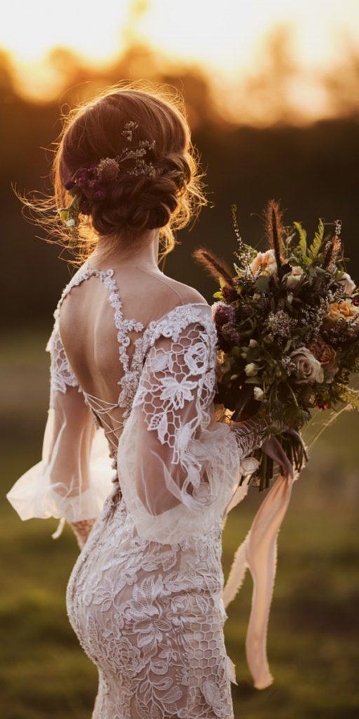 lace bridal gowns open back floral danielle lucier