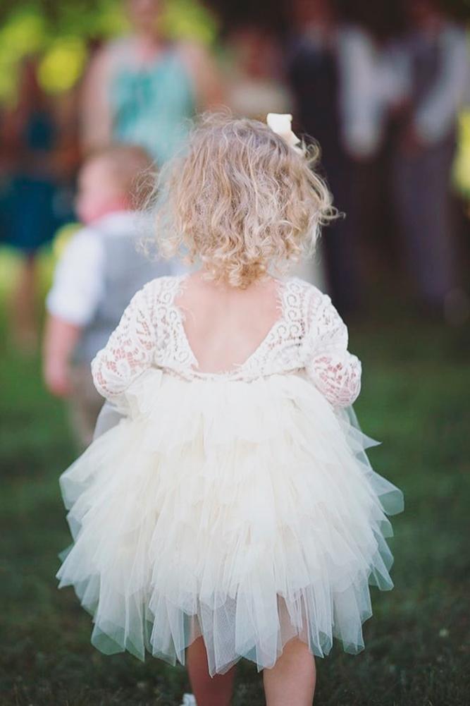 lace flower girl dresses ruffled skirt rustic low back long sleeve mckenziegregory
