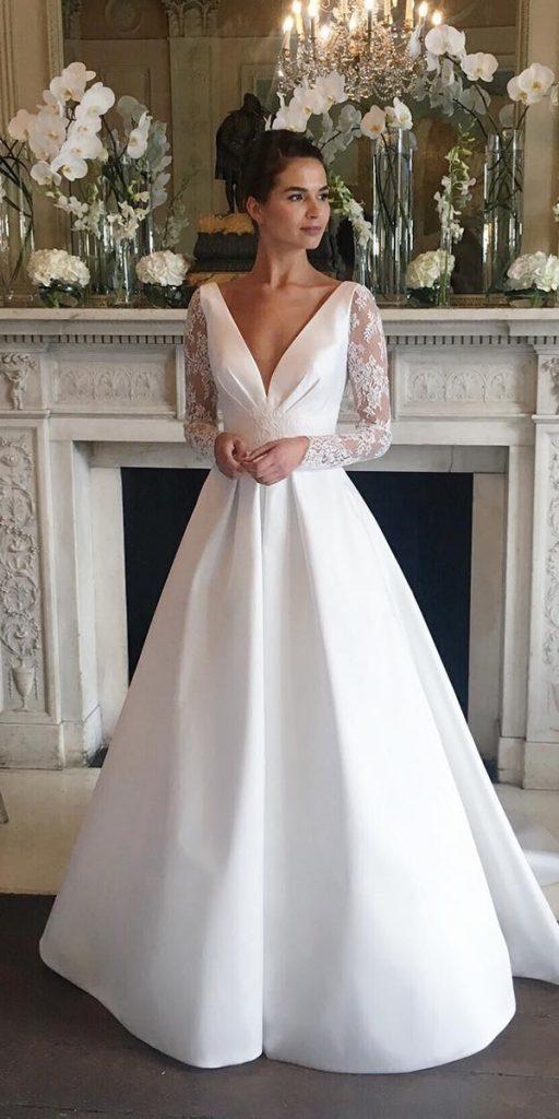 wedding dress simple long sleeve