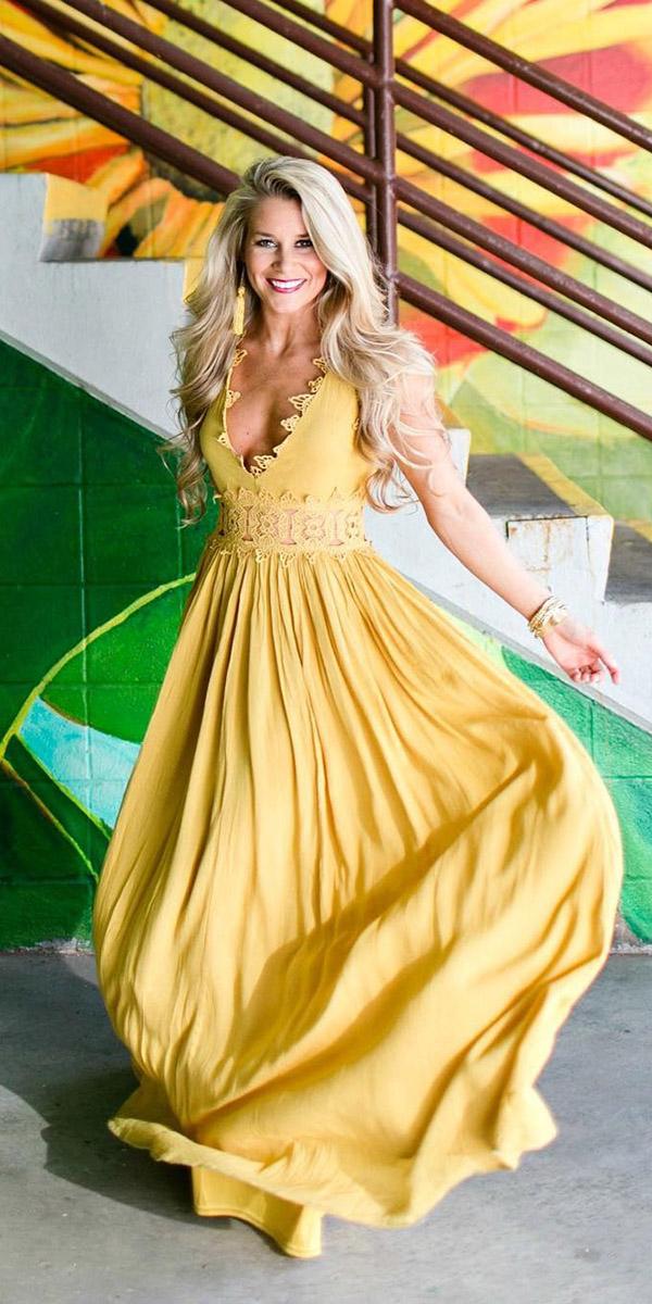 summer mother of the bride dresses beach yellow deep v neckline lulus