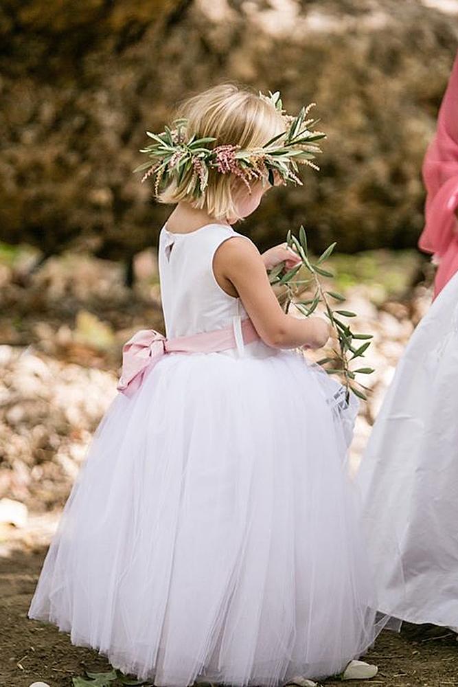  tutu flower girl dresses with pink bow rustic country