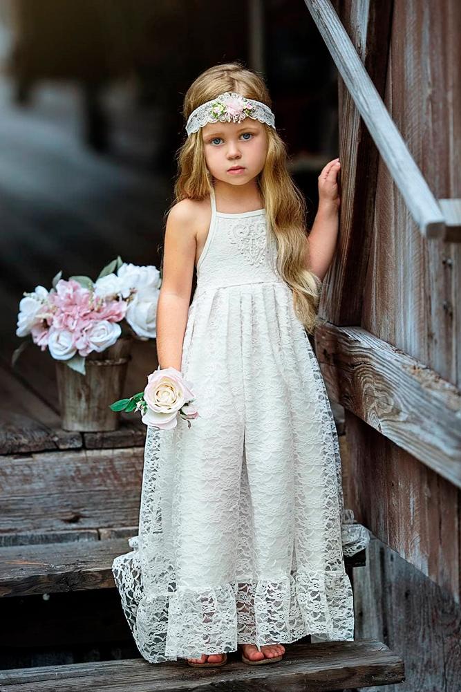 vintage lace flower girl dresses a line halter neck sleeveless laurengirlclothing