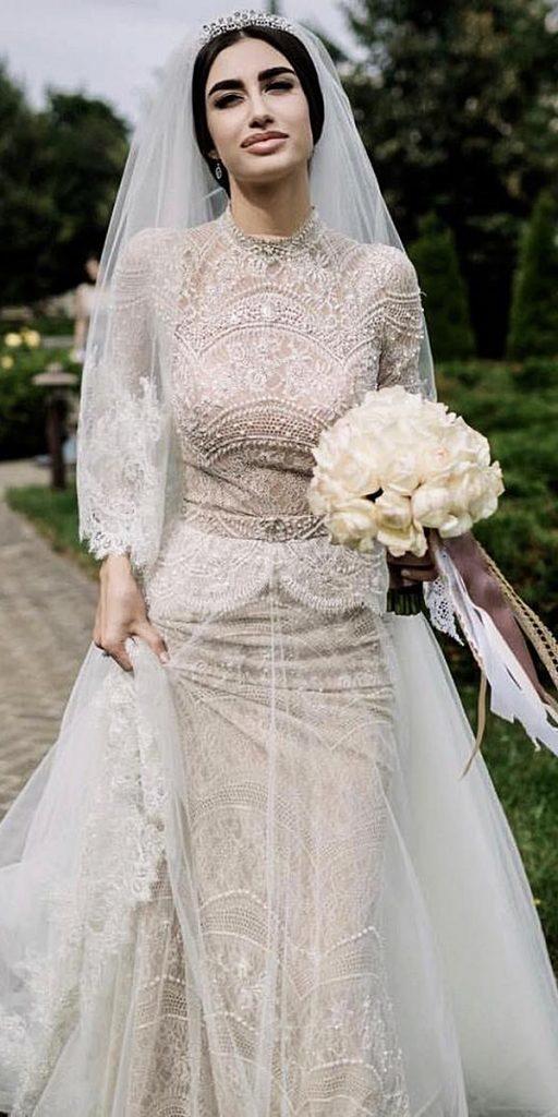  vintage lace wedding dresses with sleeves beaded jeweled ersaatelierofficial