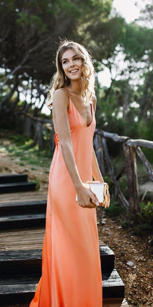 beach wedding guest dresses long with spaghetti straps peach v neckline lacroixe