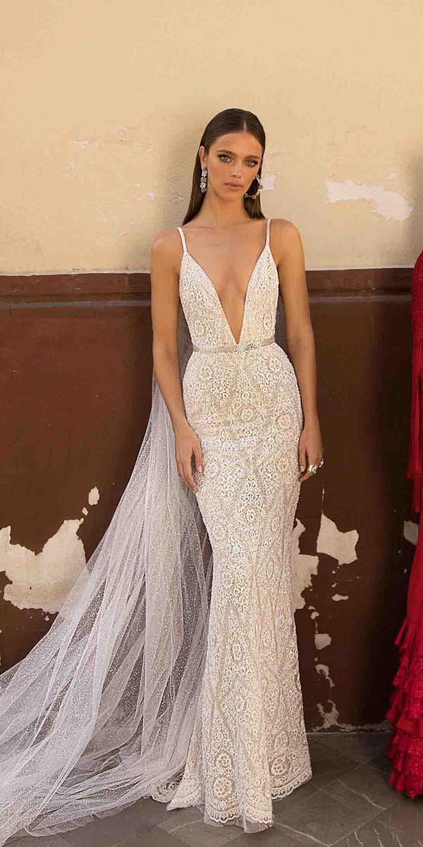 berta wedding dresses 2018 with spaghetti straps deep v neckline sexy beach