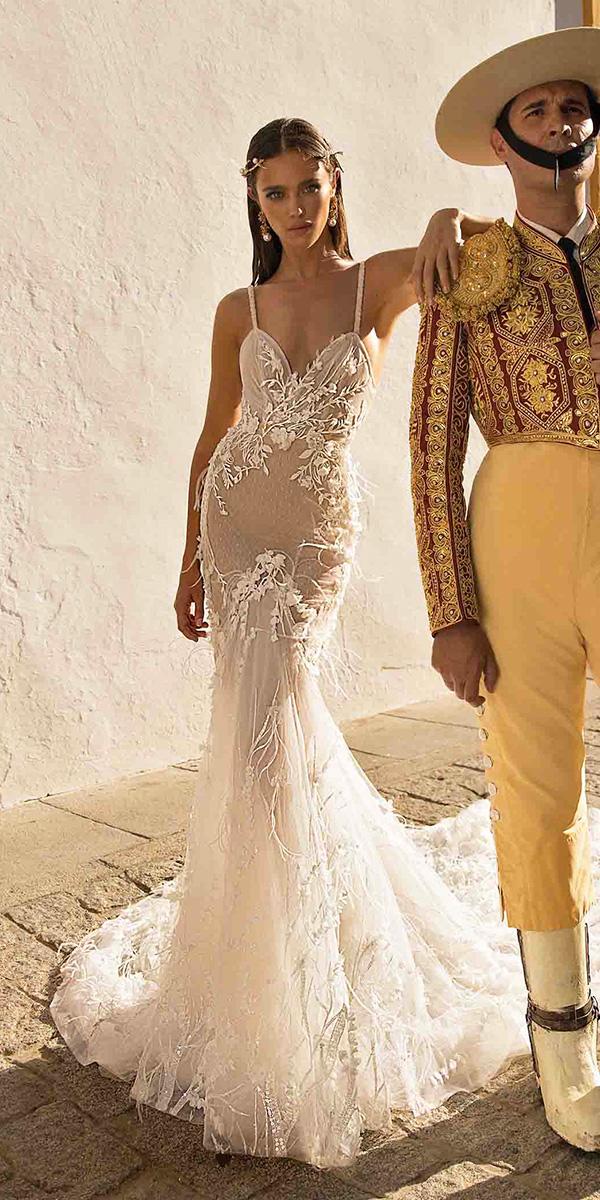 berta wedding dresses 2018 with spaghetti straps sweetheart fringe for beach