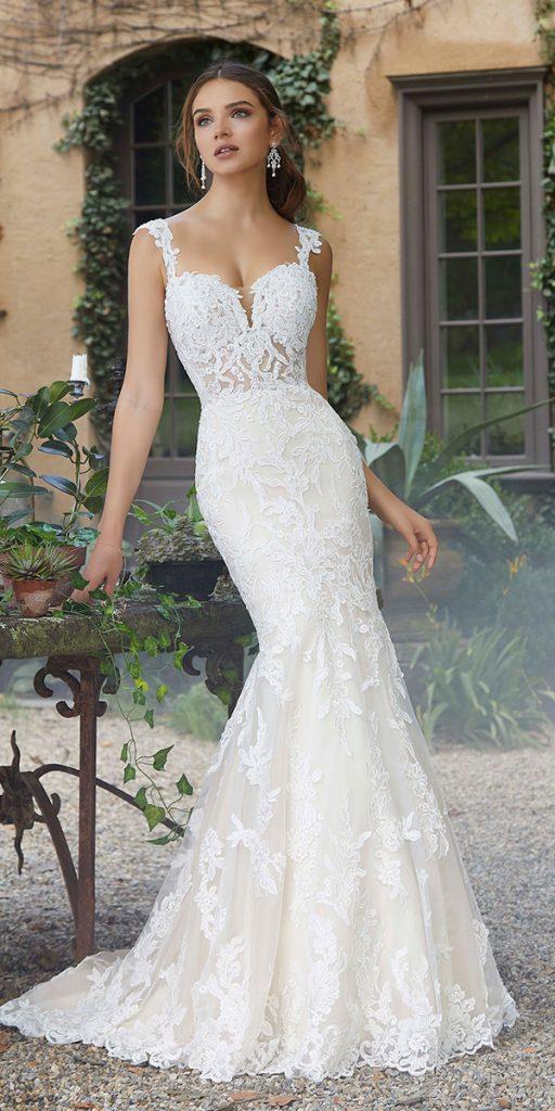 lace bridal gowns mermaid sweetheart with spaghetti straps mori lee