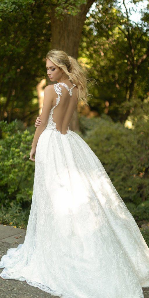 lace bridal gowns princess open illusion back naama and anat