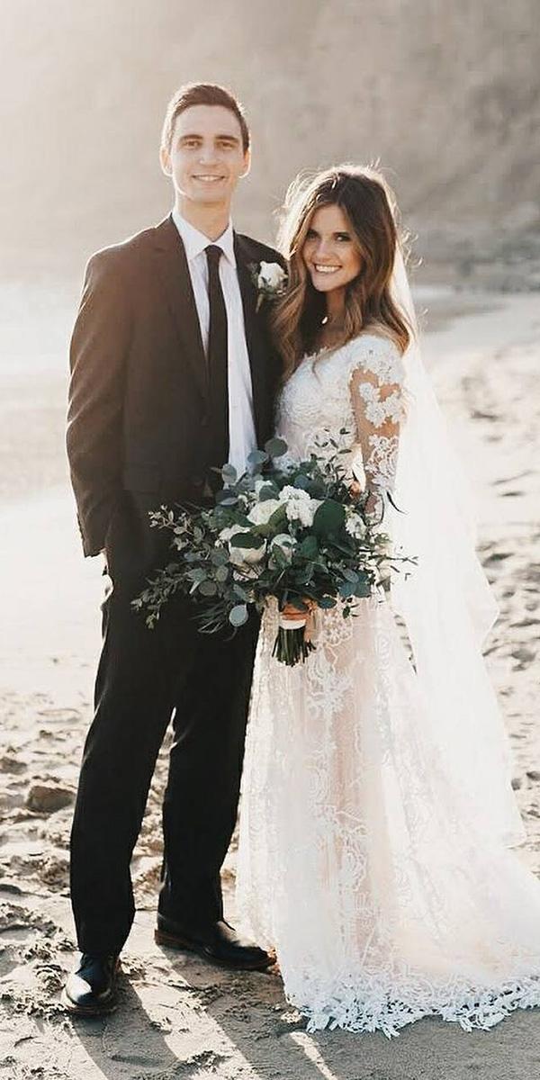 maria menounos wedding a line with long lace sleeves alta moda