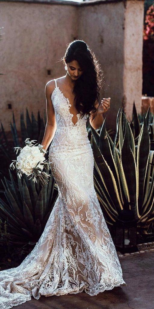 Deep v 2024 mermaid wedding dress