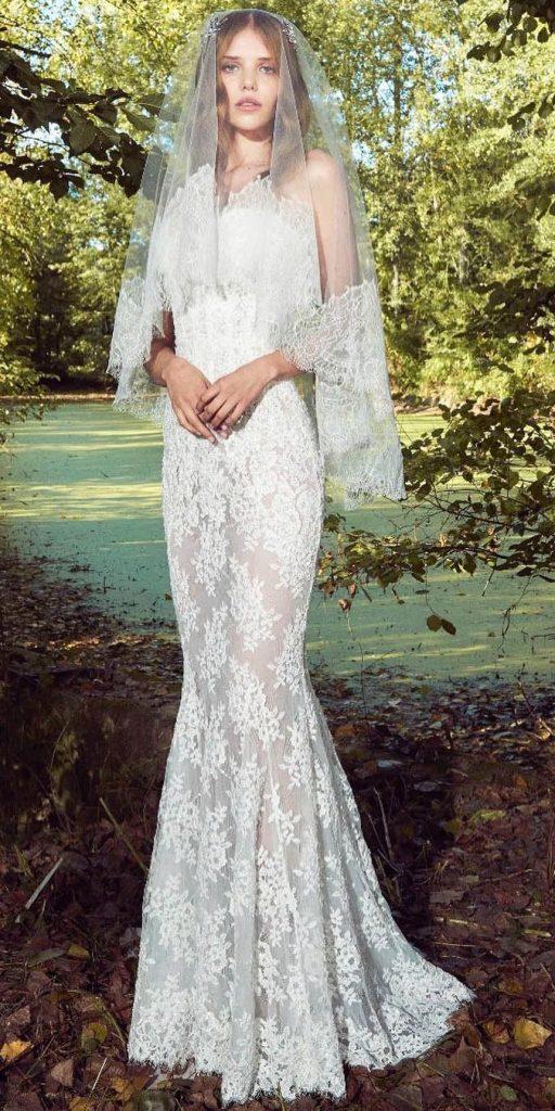 mermaid wedding dresses sweetheart neckline full lace with veil zuhair murad