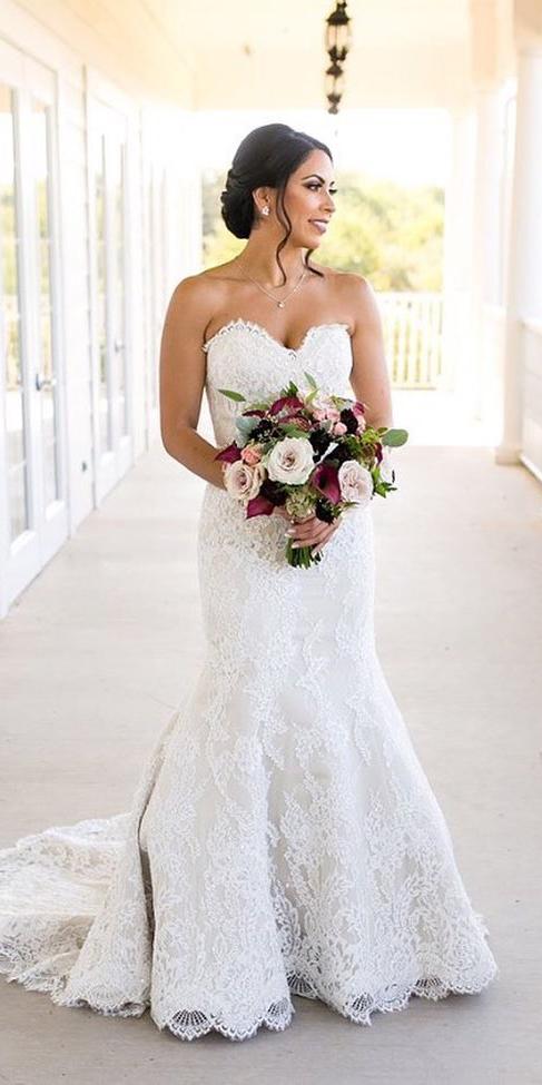 mermaid wedding dresses sweetheart strapless neckline lace augusta jones bridal