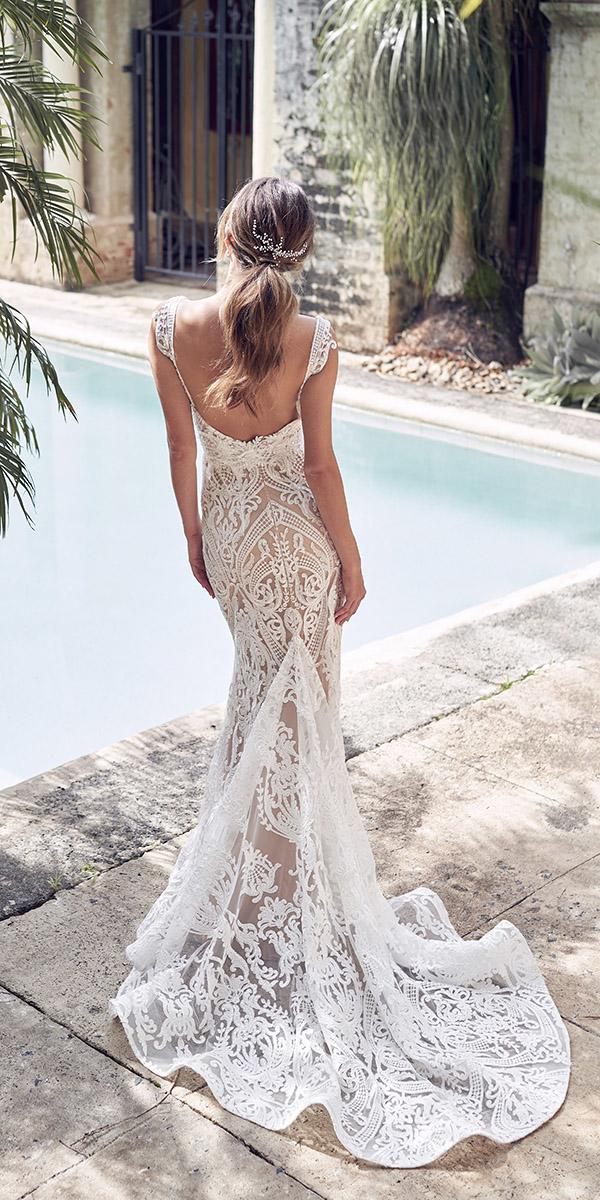 mermaid wedding dresses vintage lace low back with train anna campbell