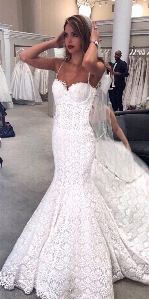 mermaid wedding dresses with spaghetti straps lace sweetheart pninatornai