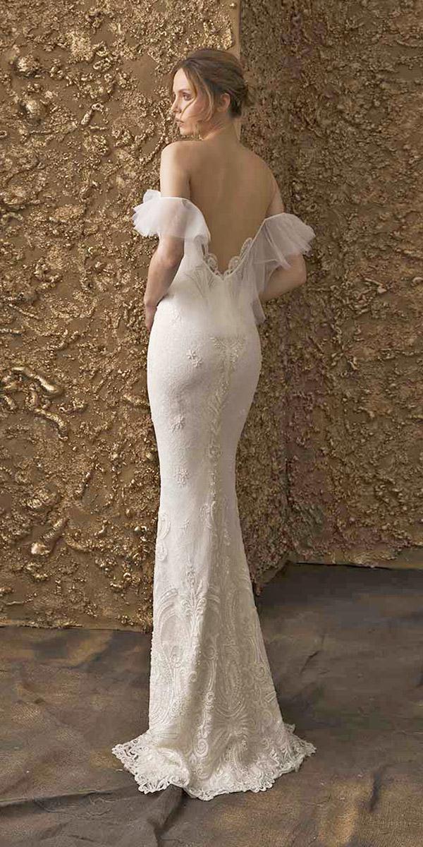 nurit hen wedding dresses 2018 trumpet low back off the shoulder lace