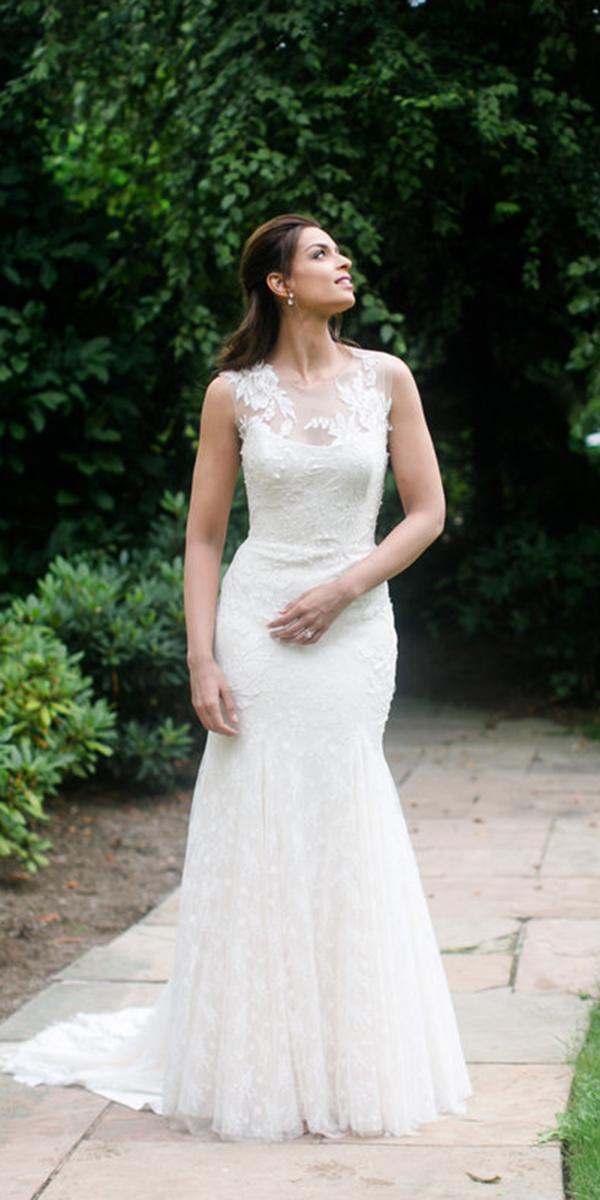 rebecca schoneveld wedding dresses fit and flare illlusion neckline lace beach