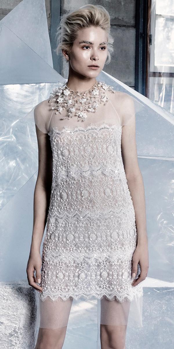 vintage wedding dresses 1920s short lace illusion sweetheart neckline with sleeves mira zwillinger
