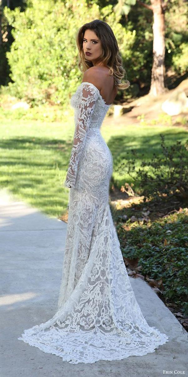 vintage wedding dresses with sleeves off the shoulder lace erin cole