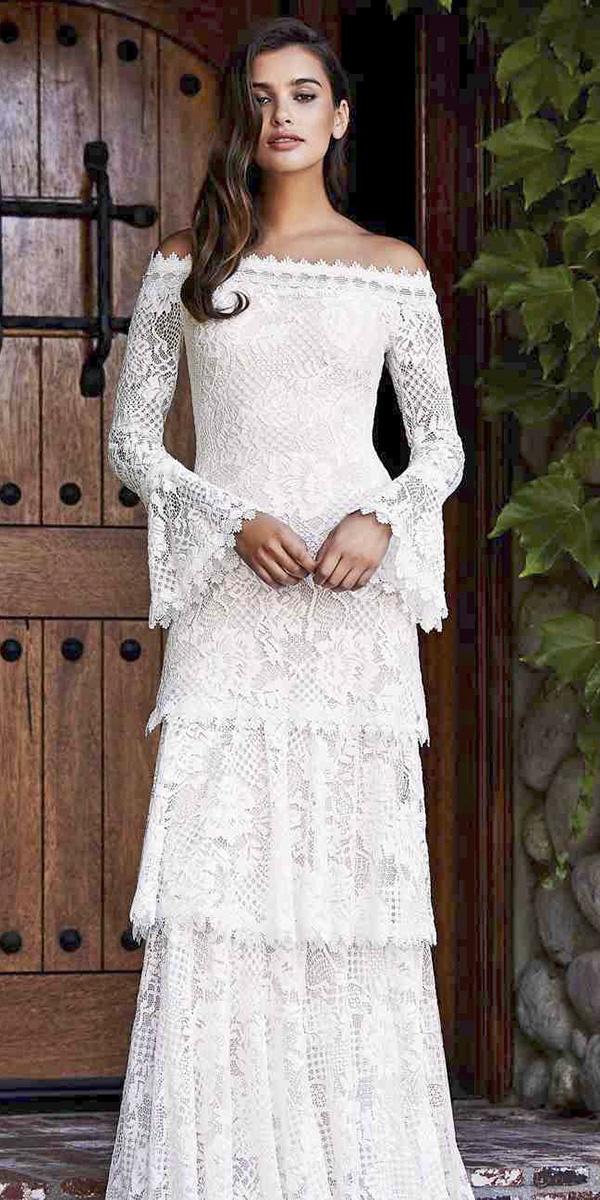 vintage wedding dresses with sleeves sheath full lace erin cole