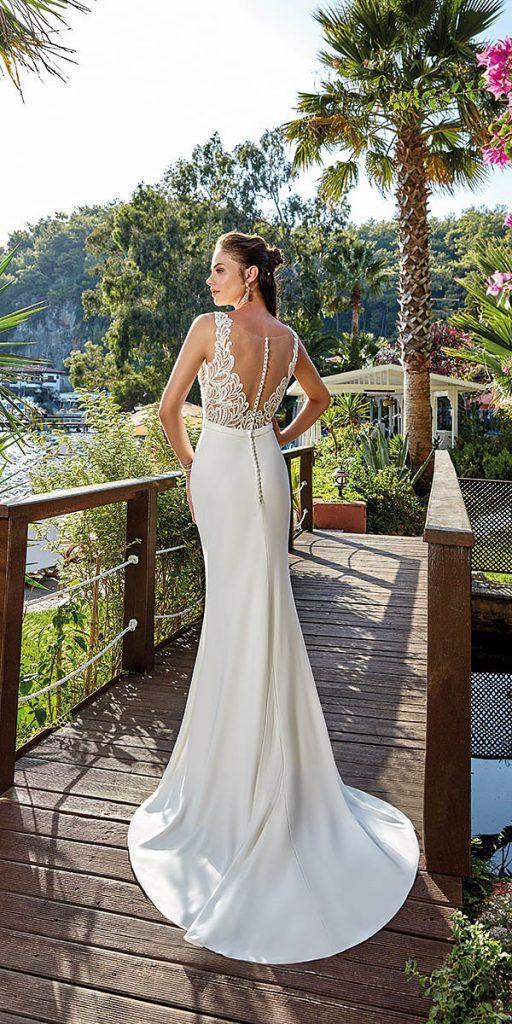 wedding dresses 2019 trumpet illusion lace back with buttons eddy k