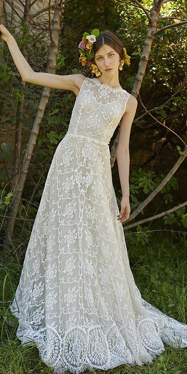 costarellos wedding dresses 2019 a line full lace sleeveless unique