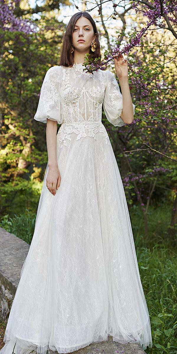 costarellos wedding dresses 2019 a line with three quote sleeves lace