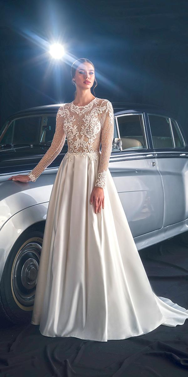 dany mizrachi fall 2018 wedding dresses a line with long sleeves lace