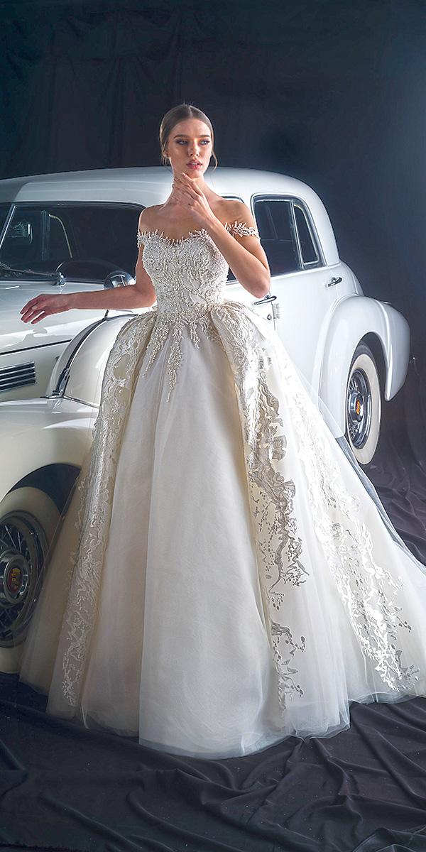 dany mizrachi fall 2018 wedding dresses princess off the shoulder with overskirt