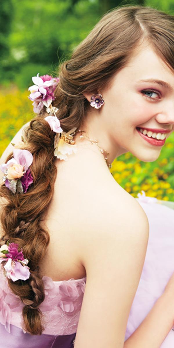 kuraudia disney wedding dresses floral in hair purple color from rapunzel princess