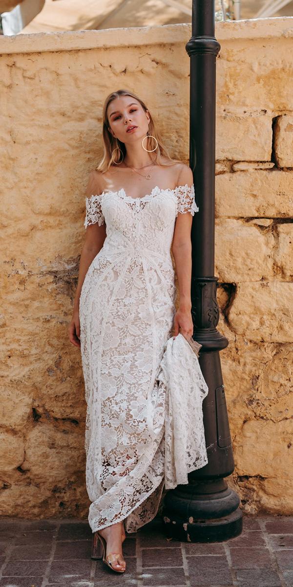 lovers society bohemian wedding dresses off the shoulder floral appliques rustic