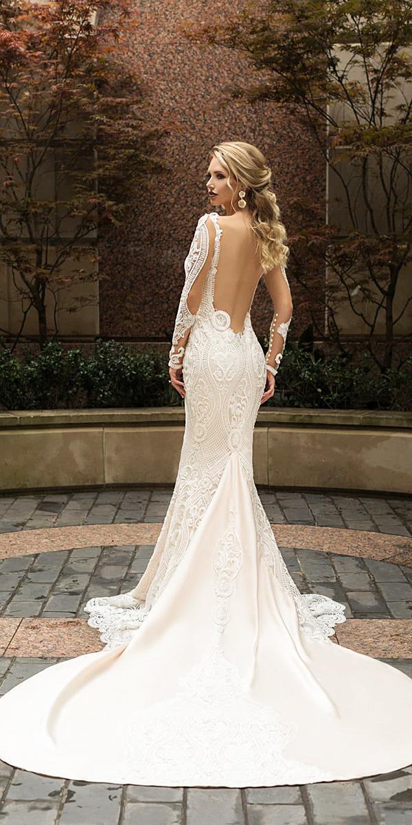 naama and anat wedding dresses 2019 low back mermaid with long sleeves lace