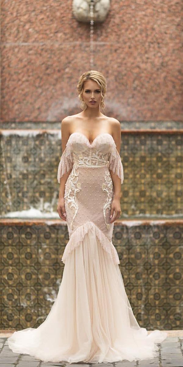 naama and anat wedding dresses 2019 mermaid sweetheart off the shoulder blush sexy