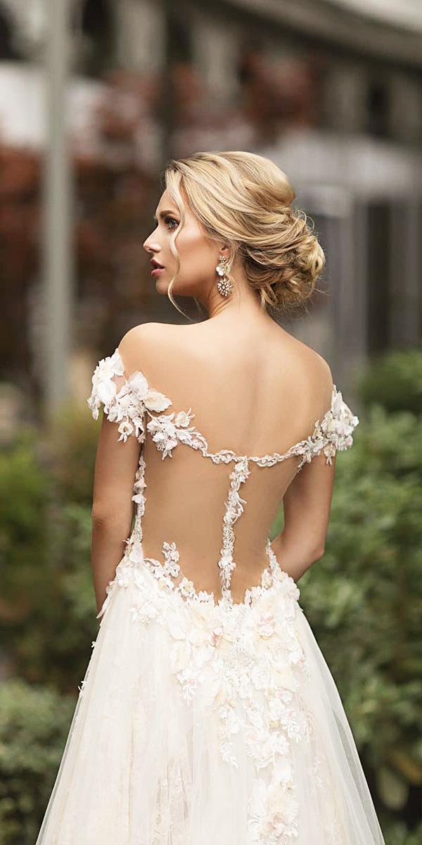 naama and anat wedding dresses 2019 off the shoulder tattoo effect floral appliques details