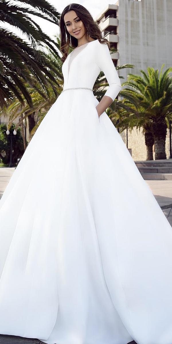 bridal gowns with sleeves ball gown simple belt tina ivashchenko