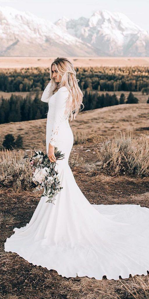  bridal gowns with sleeves mermaid simple with train duke moose