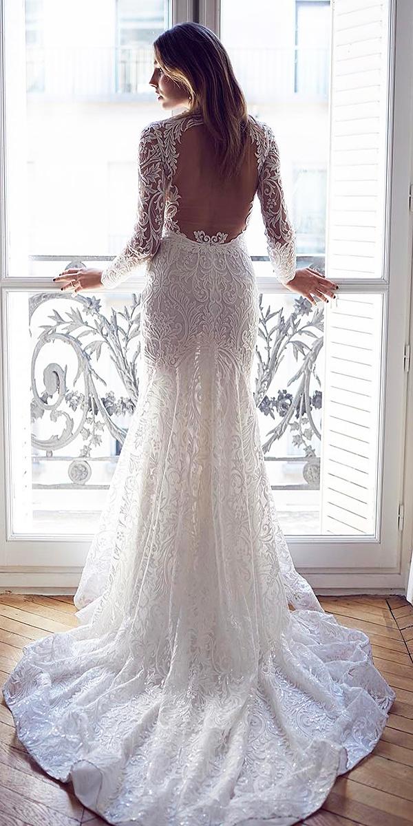 bridal gowns with sleeves vintage with long sleeves open back lace suzanne harward