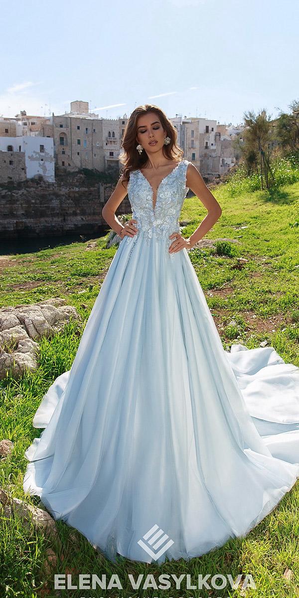 elena vasylkova wedding dresses 2018 a line blue floral appliques