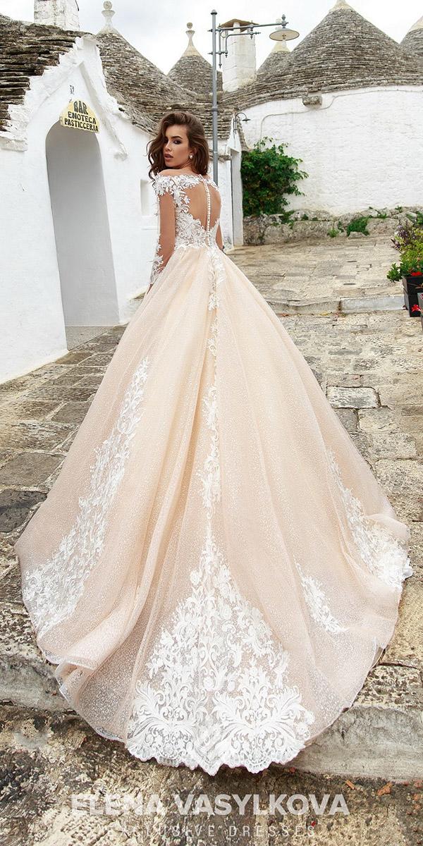  elena vasylkova wedding dresses 2018 back gown illusion long sleeves tattoo effect back champagne