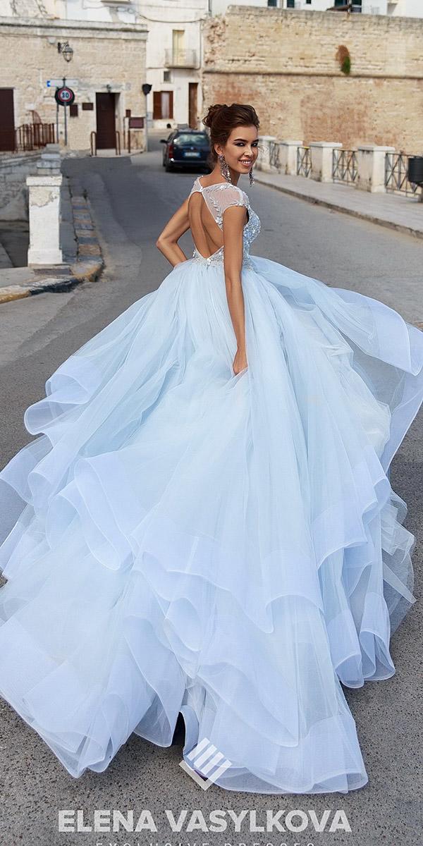 elena vasylkova wedding dresses 2018 ball gown open back ruffled skirt blue