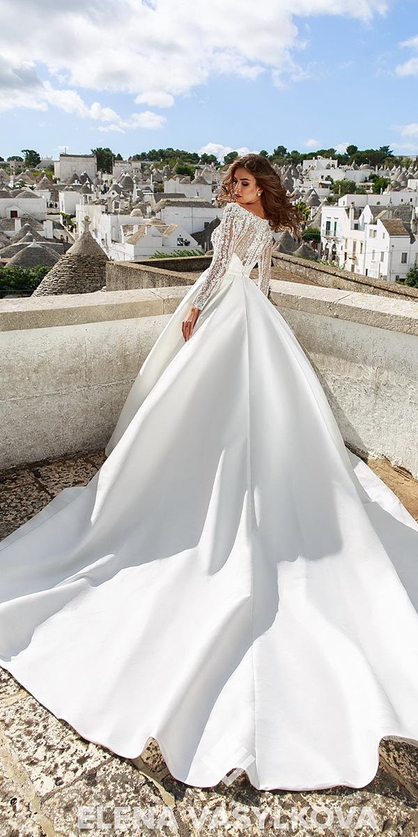elena vasylkova wedding dresses 2018 ball gown with long sleeves satin skirt