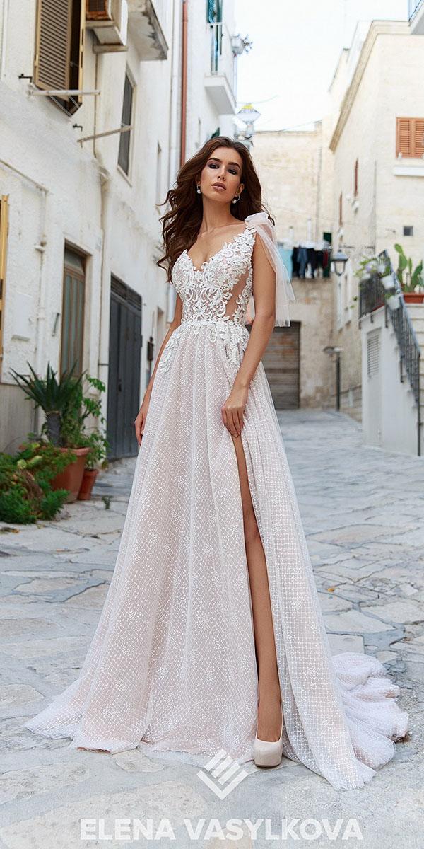 elena vasylkova wedding dresses 2018 romantic a line unique lace with slit