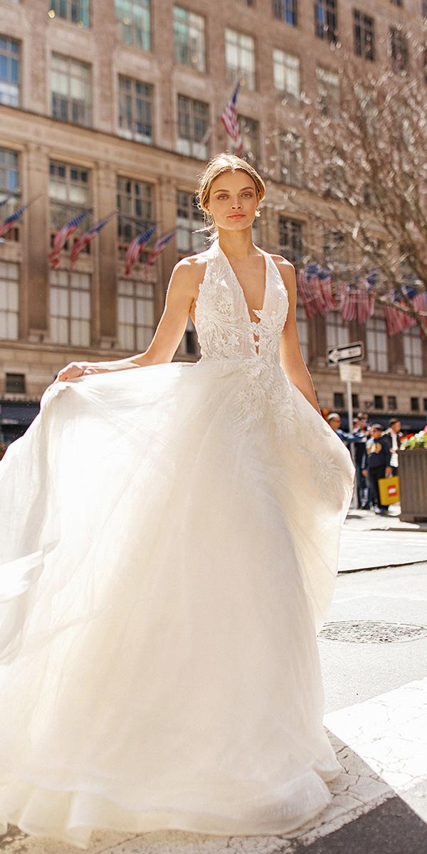 eva lendel wedding dresses 2019 a line deep v neckline for beach floral appliques