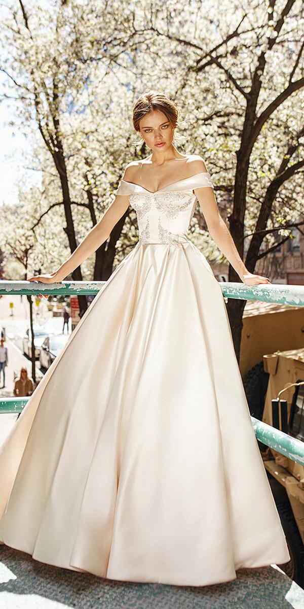 eva lendel wedding dresses 2019 a line off the shoulder beige