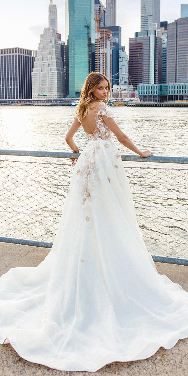 eva lendel wedding dresses 2019 a line open back with cap sleeves lace floral romantic