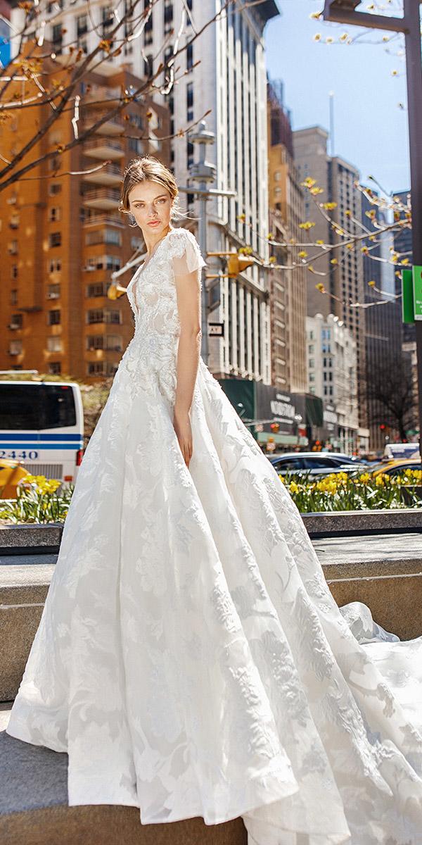 eva lendel wedding dresses 2019 a line with cap sleeves floral lace white
