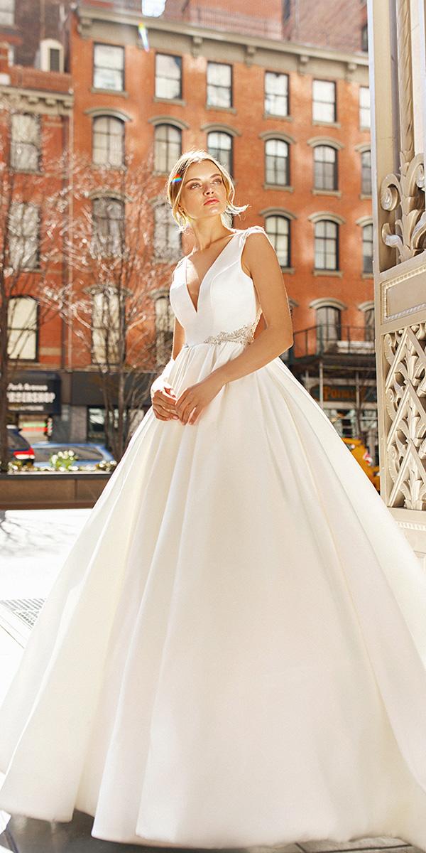 eva lendel wedding dresses 2019 ball gown deep v neckline simple romantic