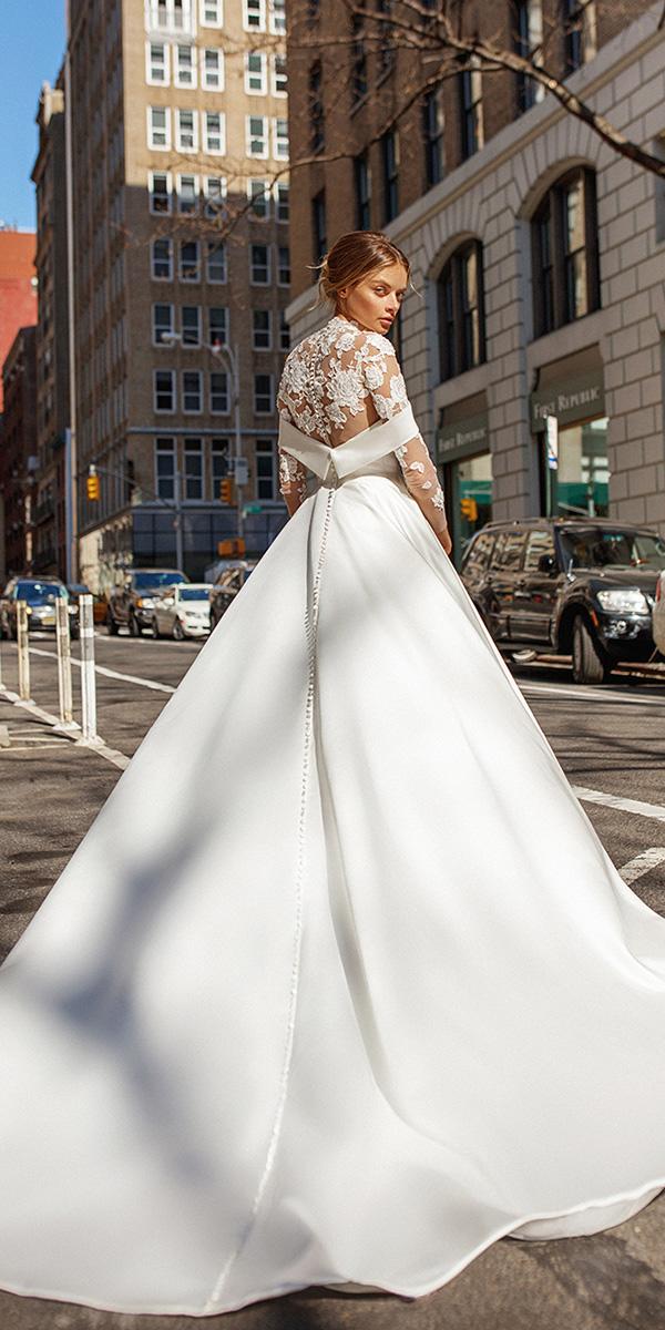 eva lendel wedding dresses 2019 ball gown with long sleeves illusion floral back