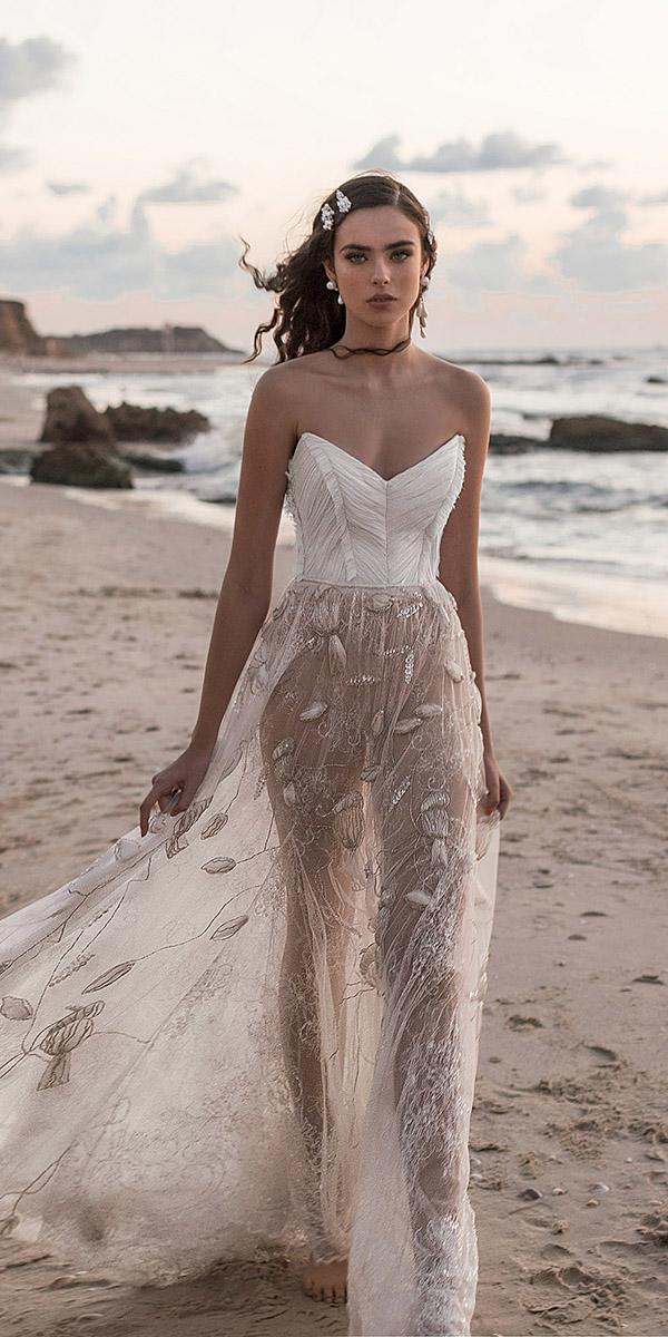 meital zano wedding dresses for beach corset strapless sequins skirt